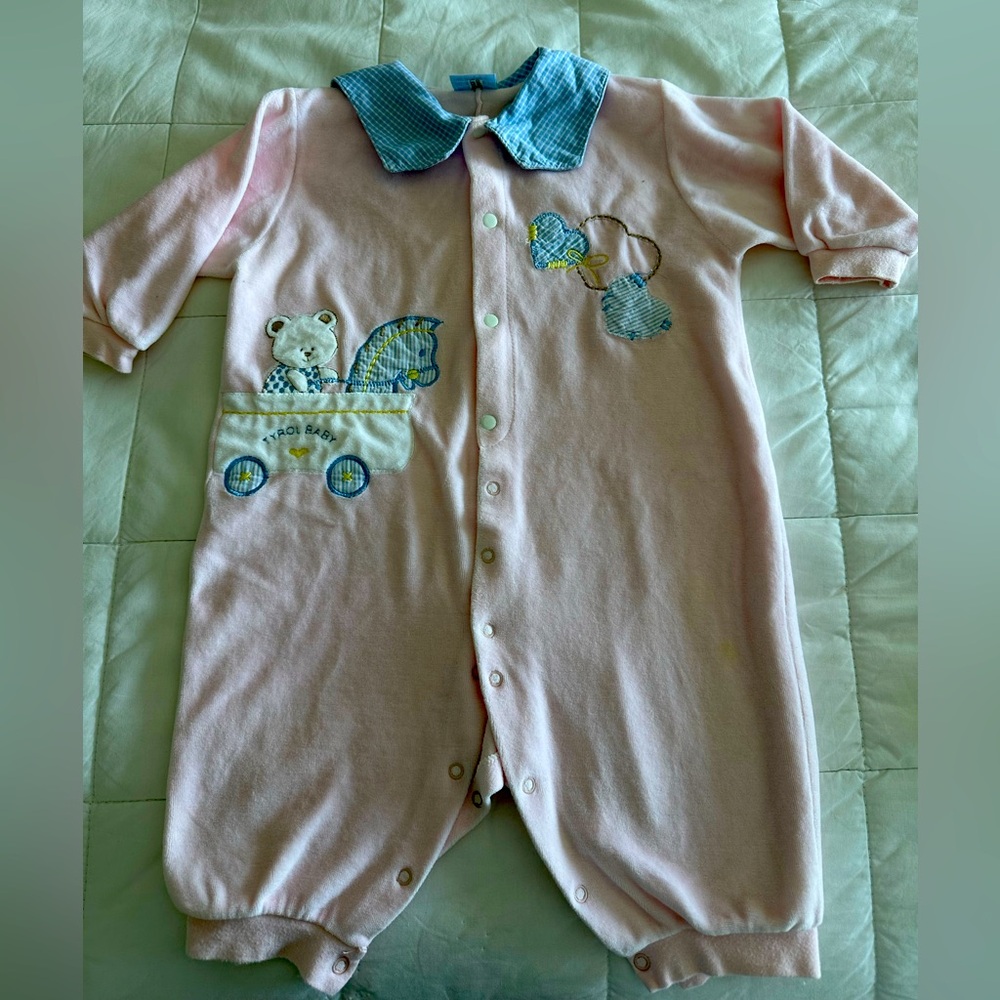 Pink Tyrol Baby Onesie with Bear Design TYROL Baby like a plush